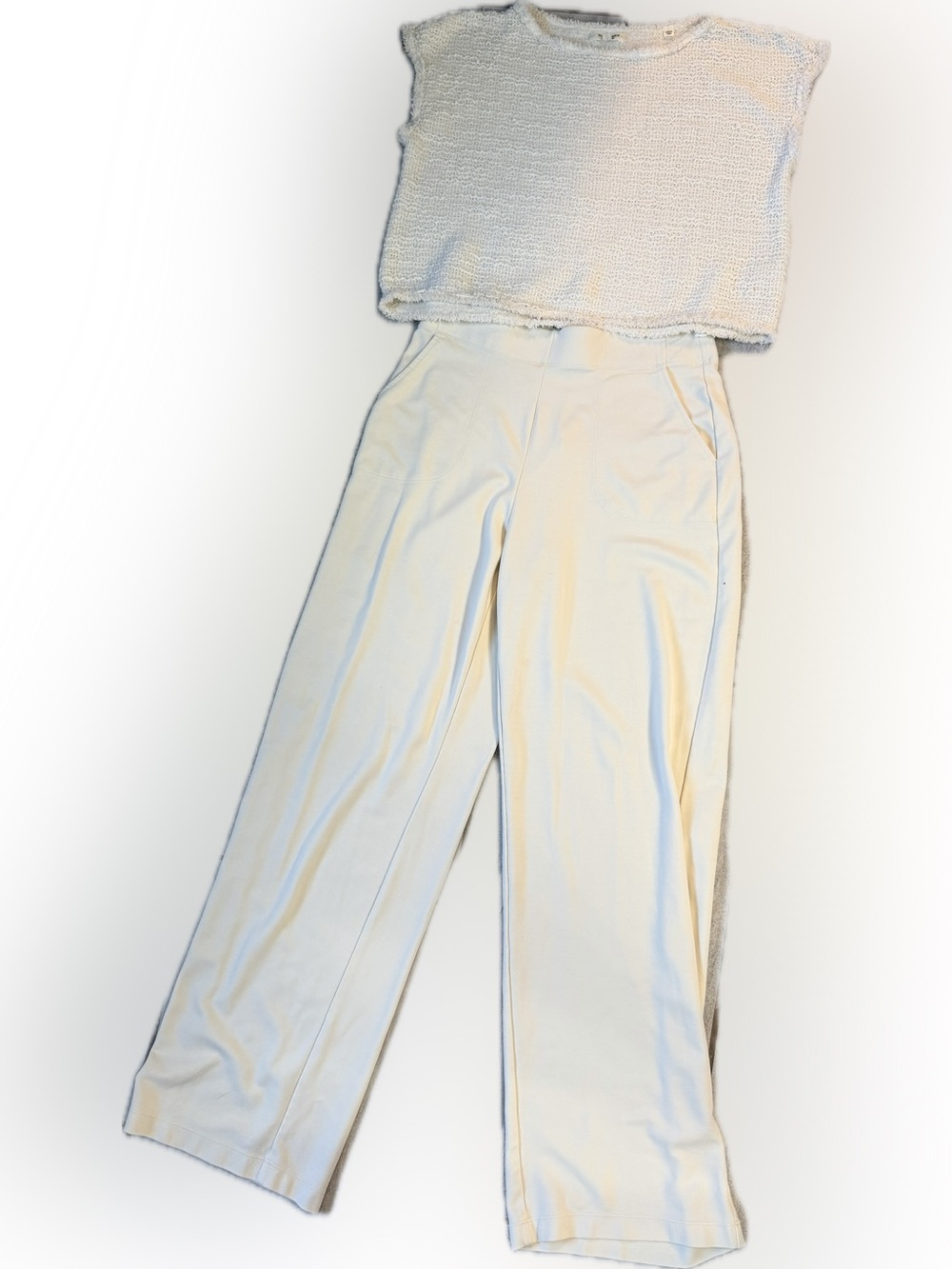 Women's Wide-Leg Cream Trouser Set